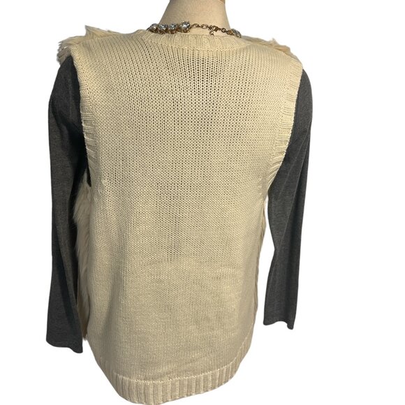 EYESHADOW Faux Fur Vest Size Medium Knit with Faux Fur Front Panels - Picture 5 of 10